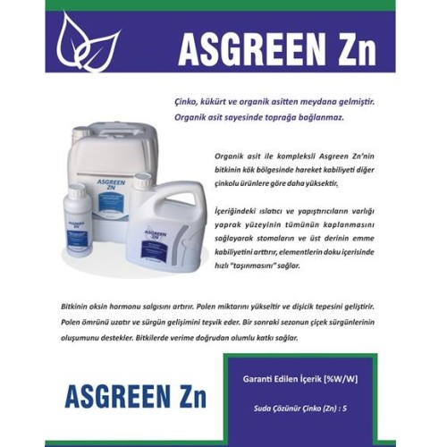 Assgreen Çinko sülfat içerikli sıvı gübre 5 litre