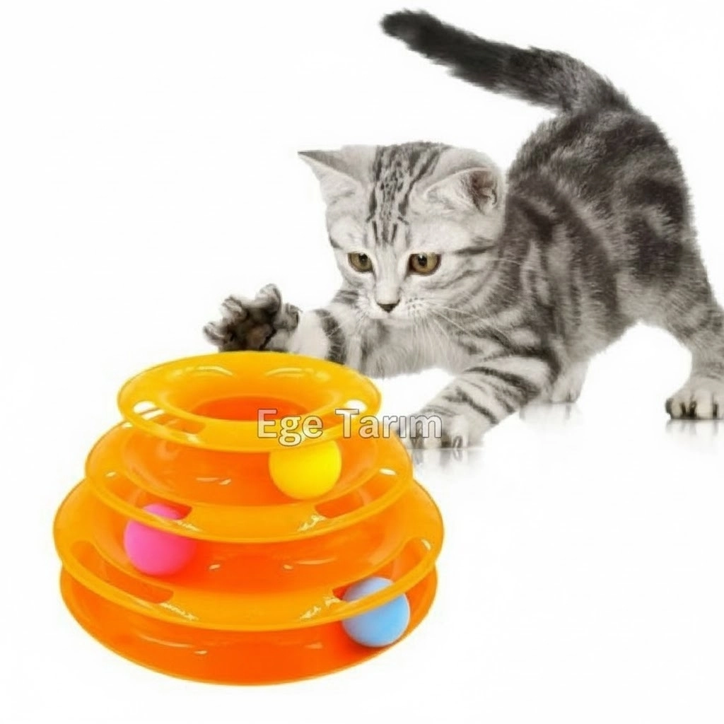 3 Katlı Kedi Oyuncağı Turntable Cat Toy (Kaymaz Tabanlı & Toplu)