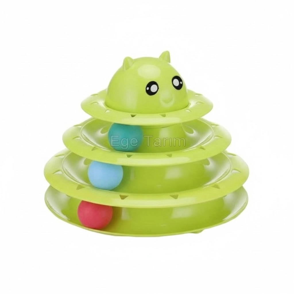 3 Katlı Kedi Oyuncağı Turntable Cat Toy (Kaymaz Tabanlı & Toplu)