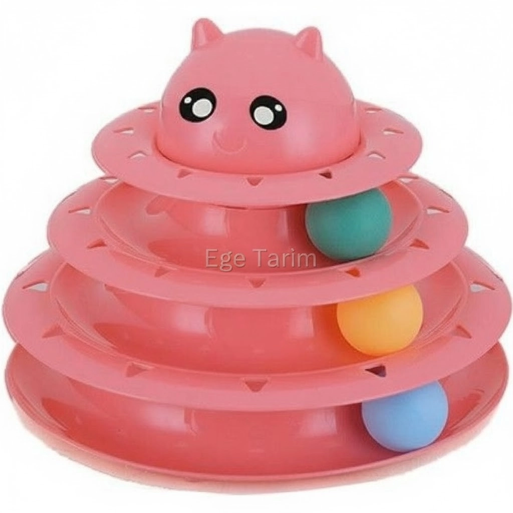 3 Katlı Kedi Oyuncağı Turntable Cat Toy (Kaymaz Tabanlı & Toplu)
