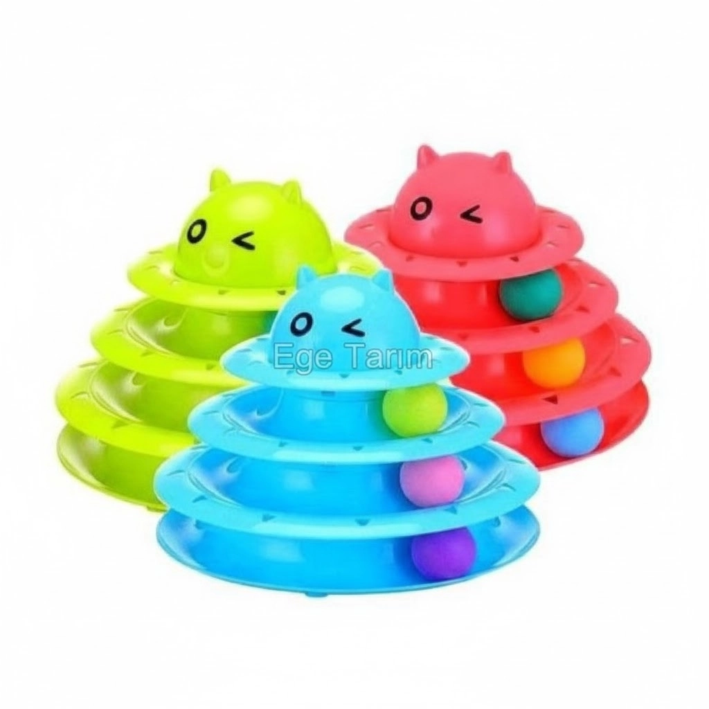 3 Katlı Kedi Oyuncağı Turntable Cat Toy (Kaymaz Tabanlı & Toplu)