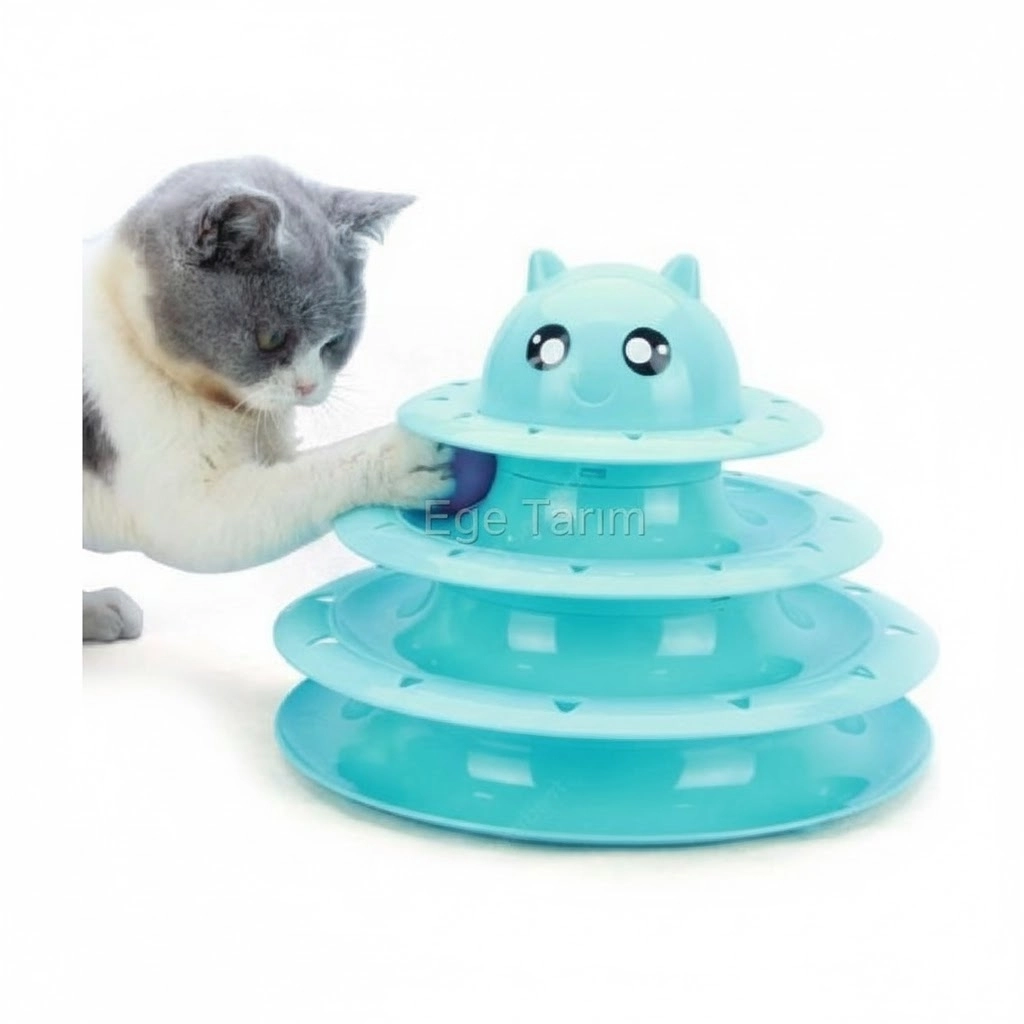 3 Katlı Kedi Oyuncağı Turntable Cat Toy (Kaymaz Tabanlı & Toplu)