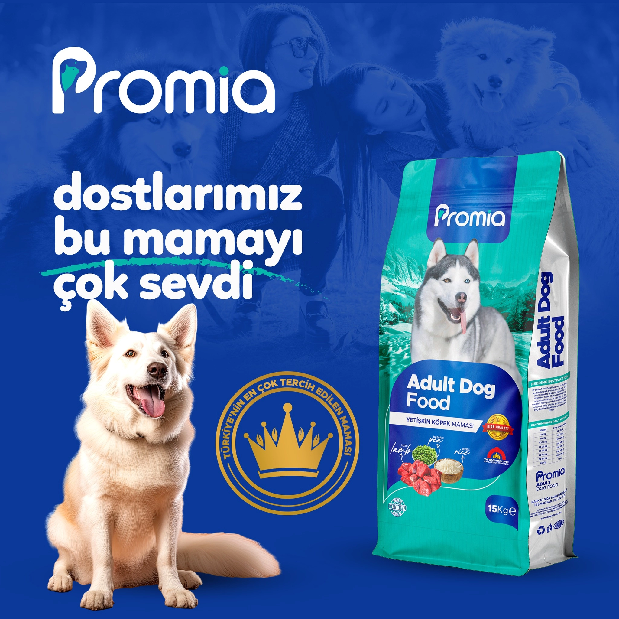 Promia Yetişkin Köpek Maması (Kuzulu & Pirinçli) - 15 Kg - Odun Ateşinde Lezzet