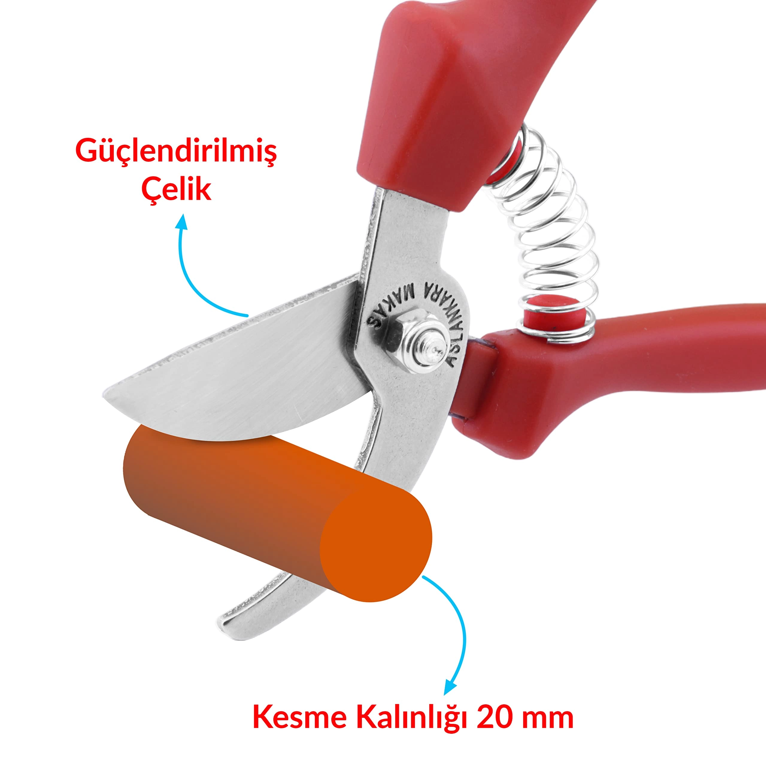 Aslankara Profesyonel Bağ ve Budama Makası (20mm Kesme Kapasitesi)