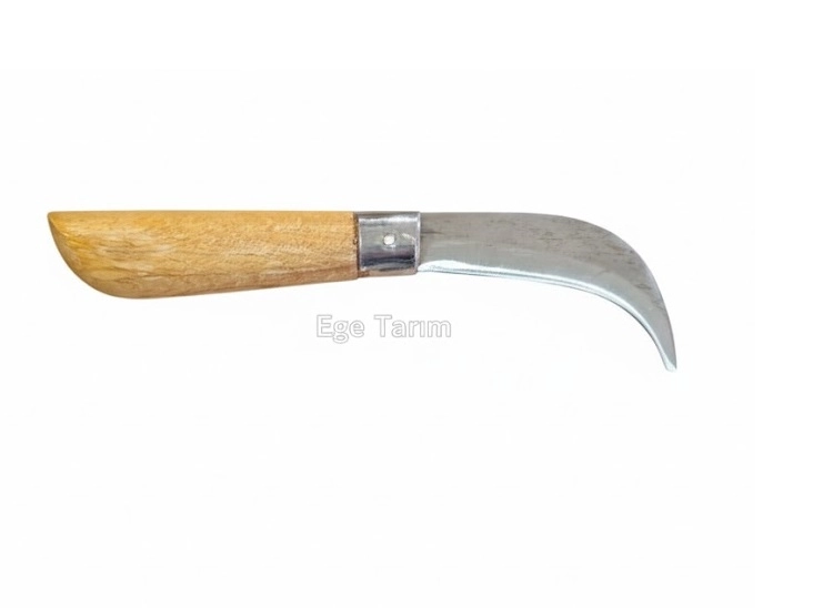 Bayram Tipi Kavisli Profesyonel Aşı Bıçağı (19 cm) - Ahşap Saplı Paslanmaz Çelik