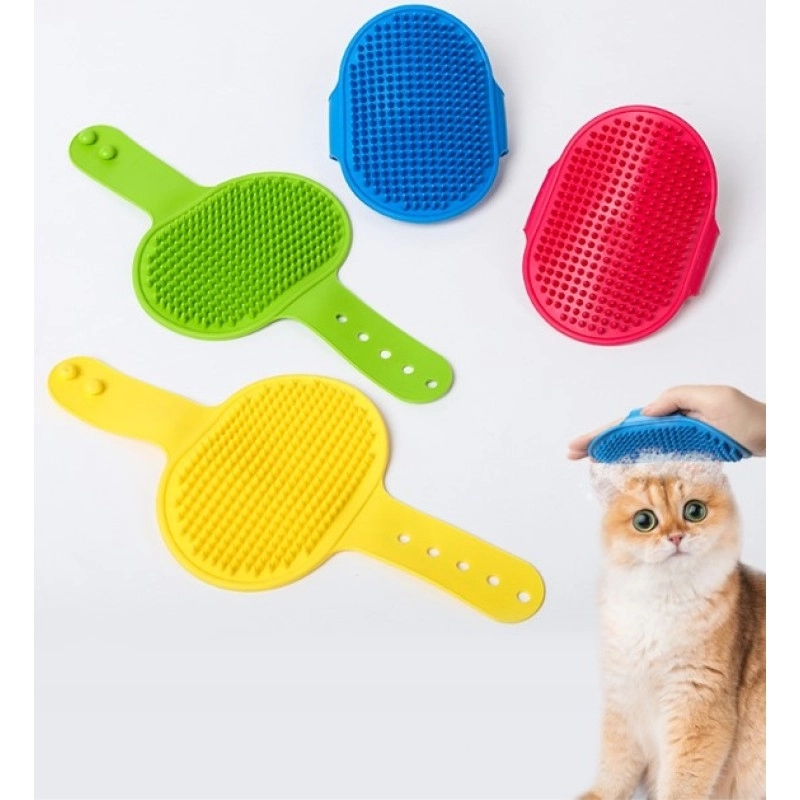 Ayarlanabilir Kayışlı Silikon Kedi Köpek Yıkama ve Masaj Fırçası (Tüy Toplama Özellikli)