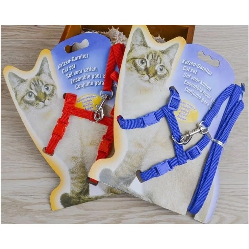 Ayarlanabilir Kedi Boyun ve Göğüs Tasması (Gezdirme Kayışı Dahil Set)