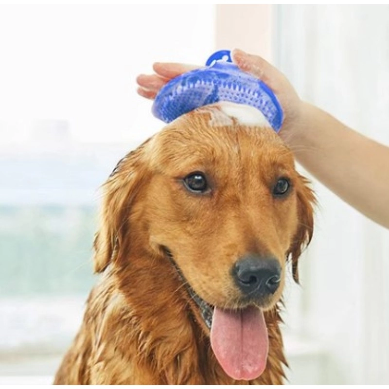 Ayarlanabilir Kayışlı Silikon Kedi Köpek Yıkama ve Masaj Fırçası (Tüy Toplama Özellikli)