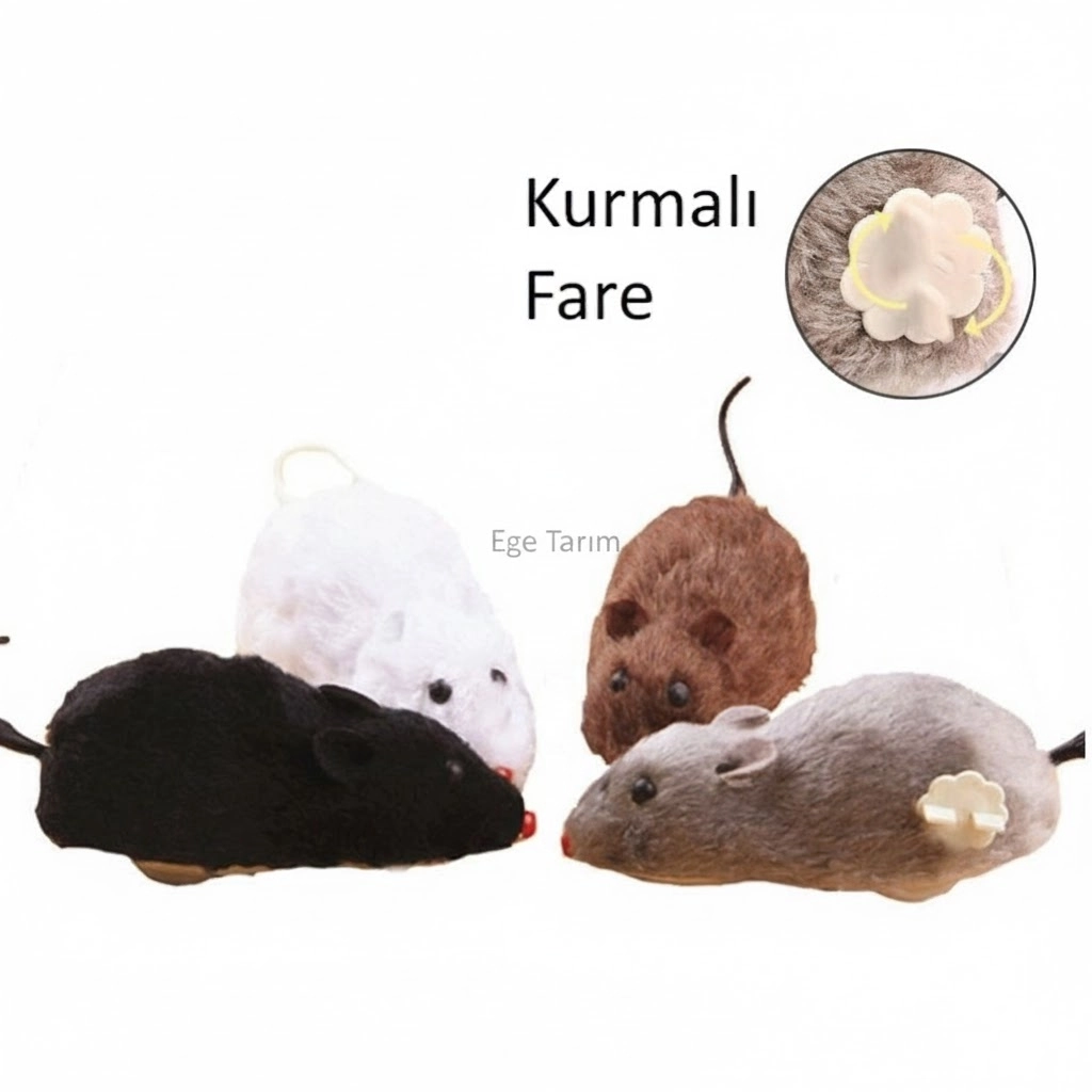 Kurmalı Fare Kedi Eğitim Oyuncağı (Hareketli & 12 cm)