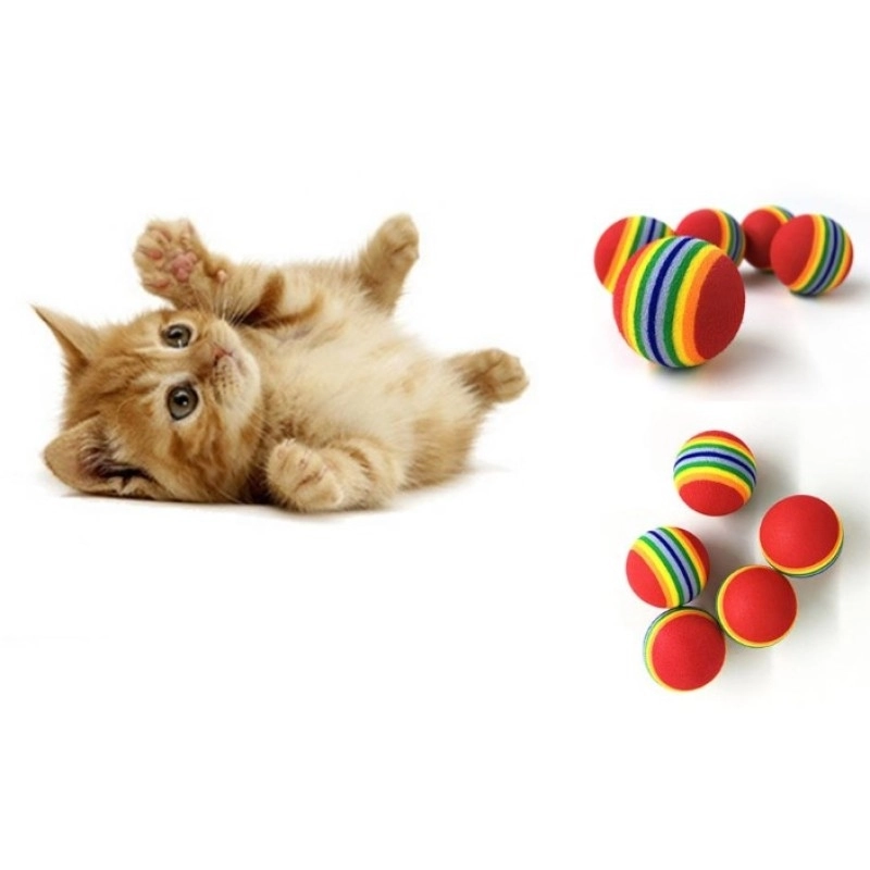 Gökkuşağı Renkli Kedi Köpek Oyun Topu (Yumuşak Dokulu & Diş Dostu)