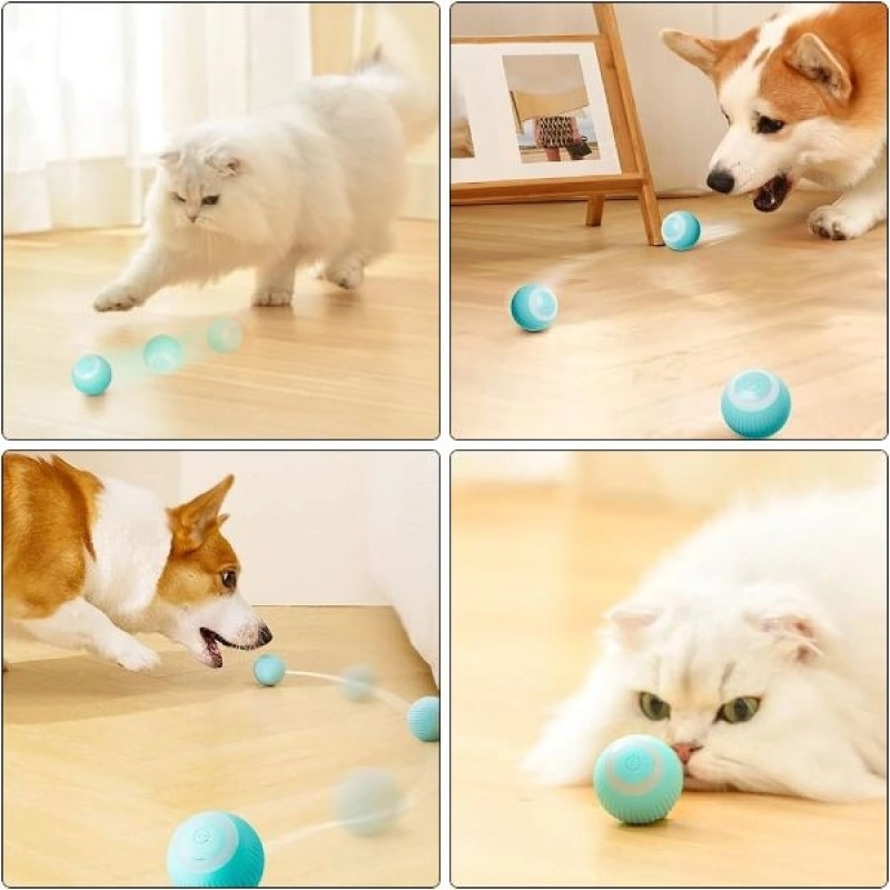 İnteraktif Akıllı Kedi Köpek Oyun Topu (Şarjlı & Otomatik Hareketli)