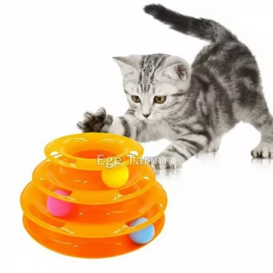 3 Katlı Kedi Oyuncağı Turntable Toplu Çember