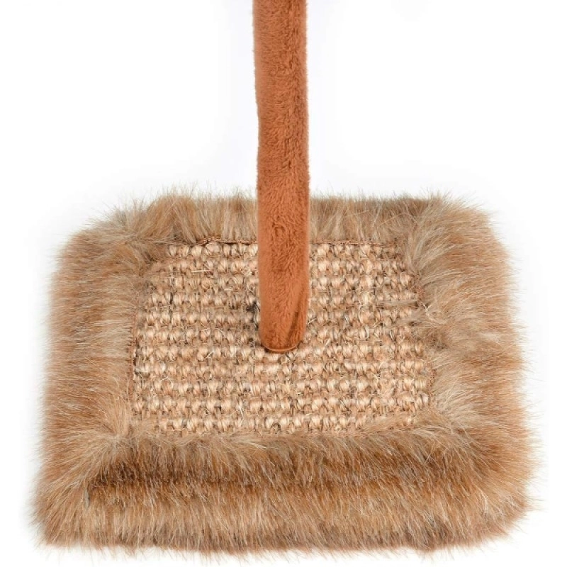 Sesli Oyuncaklı Mini Kedi Tırmalama Tahtası (Tüylü Fareli & 26 cm)
