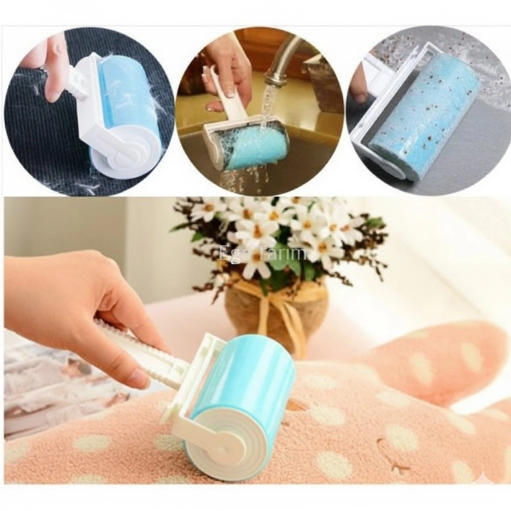 Pratik Yıkanabilir Tüy ve Toz Toplama Rulosu (Yapışkanlı & Çok Kullanımlık)