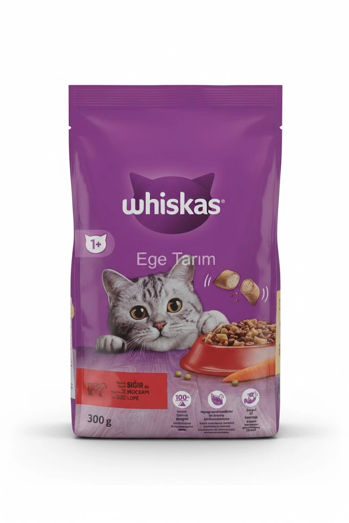 Whiskas 1+ Yetişkin Kuru Kedi Maması (Sığır Etli) - 300 Gr
