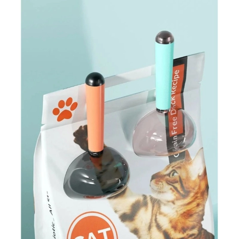Klipsli ve Ölçekli Kedi Köpek Mama Küreği (Torba Kilitleme Özellikli & 180 ml)